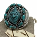 Carved Turquoise Native American Brave Silver Cuff Francisco Gomez - FGBR1010