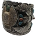 Carved Shell Eagle and Thunderbird Kachina Cuff Bracelet Francisco Gomez Jewelry 925 Silver - FGBR1018