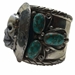 Carved White Shell Skull and Turquoise Silver Biker Jewelry Cuff Francisco Gomez - FGBR1015